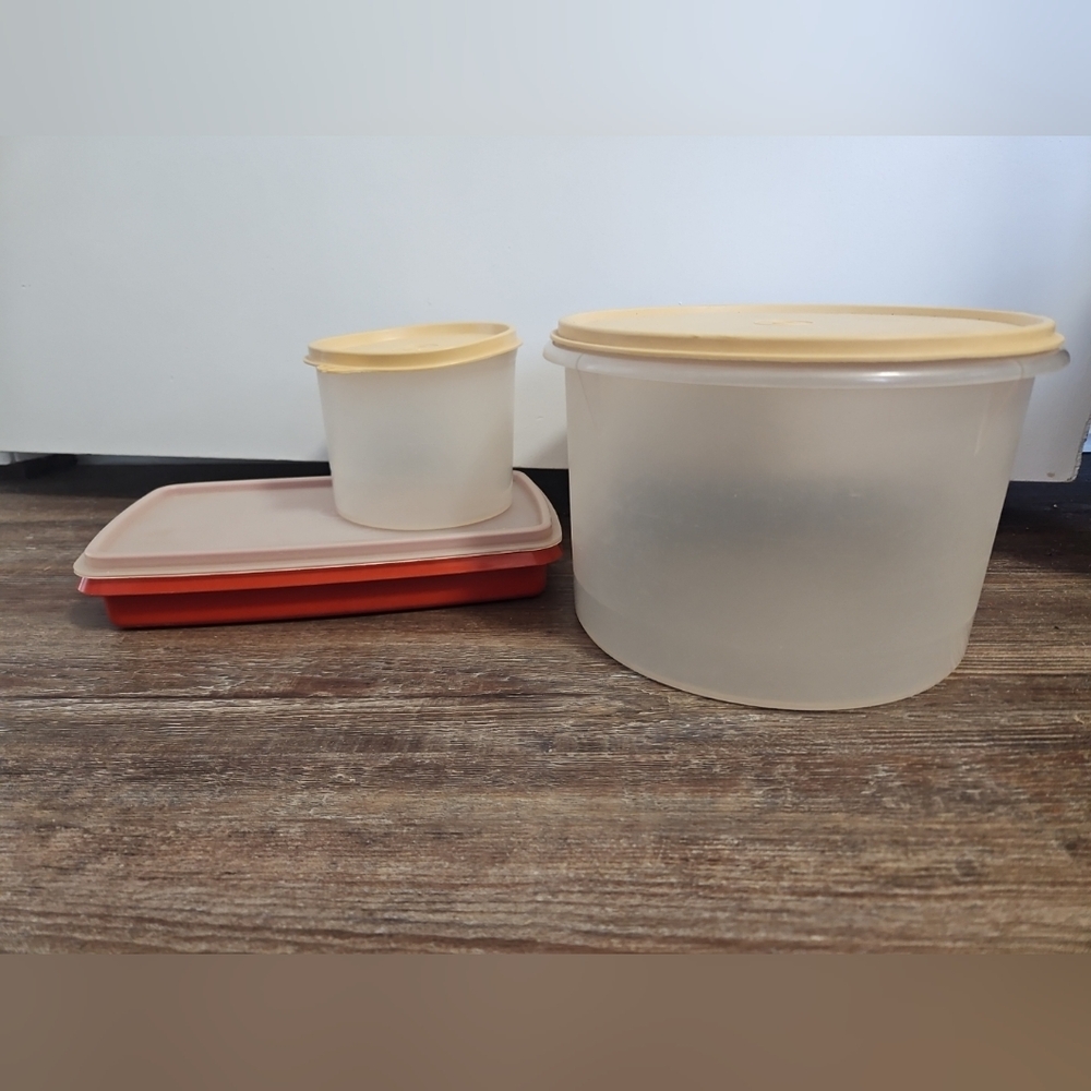 Tupperware Kitchen Storage Set - Cream and Red